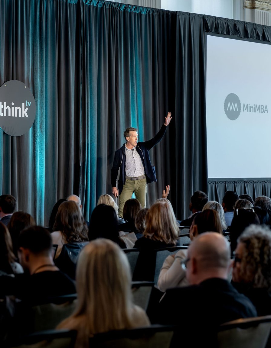 Shane Skillen speaking to a full room at thinkTV 2026